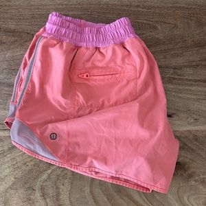Coral/pink lululemon shorts size 10